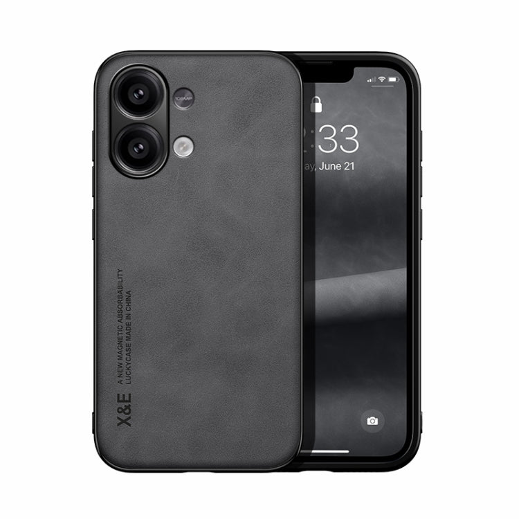 For Xiaomi Redmi Note 13 4G Skin Feel Magnetic Leather Back Phone Case(Dark Grey) - Note 13 Cases by PMC Jewellery | Online Shopping South Africa | PMC Jewellery | Buy Now Pay Later Mobicred