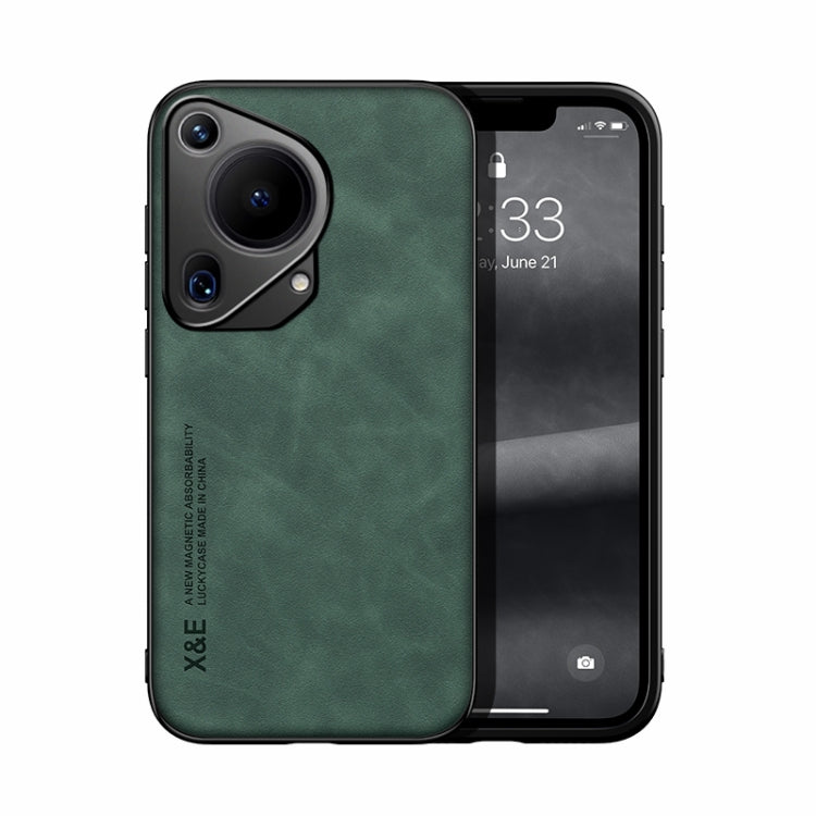 For Huawei Pura 70 Ultra Skin Feel Magnetic Leather Back Phone Case(Green) - Huawei Cases by PMC Jewellery | Online Shopping South Africa | PMC Jewellery | Buy Now Pay Later Mobicred