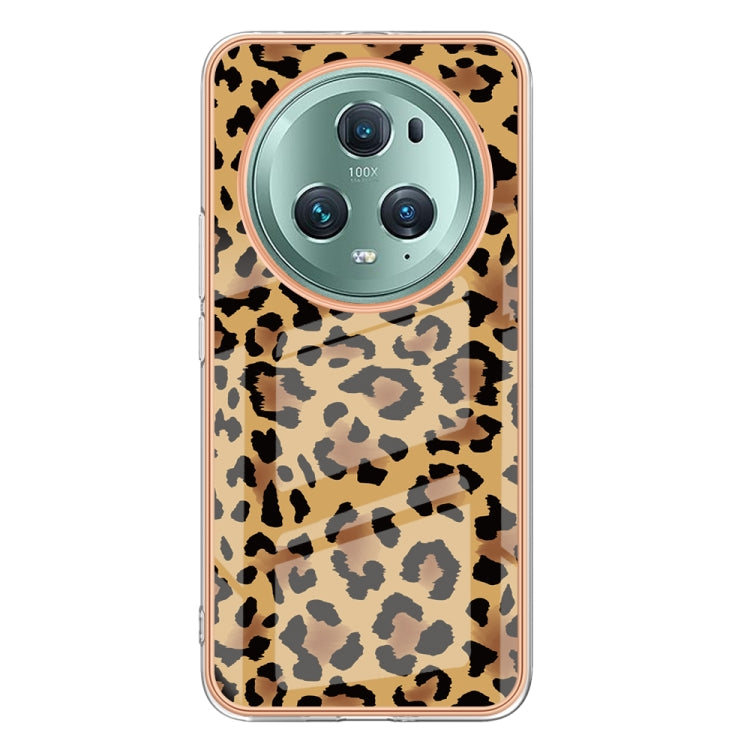 For Honor Magic 5 Pro Electroplating Marble Dual-side IMD Phone Case(Leopard Print) - Honor Cases by PMC Jewellery | Online Shopping South Africa | PMC Jewellery | Buy Now Pay Later Mobicred