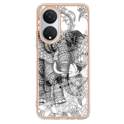 For Honor X7 Electroplating Marble Dual-side IMD Phone Case(Totem Elephant) - Honor Cases by PMC Jewellery | Online Shopping South Africa | PMC Jewellery | Buy Now Pay Later Mobicred