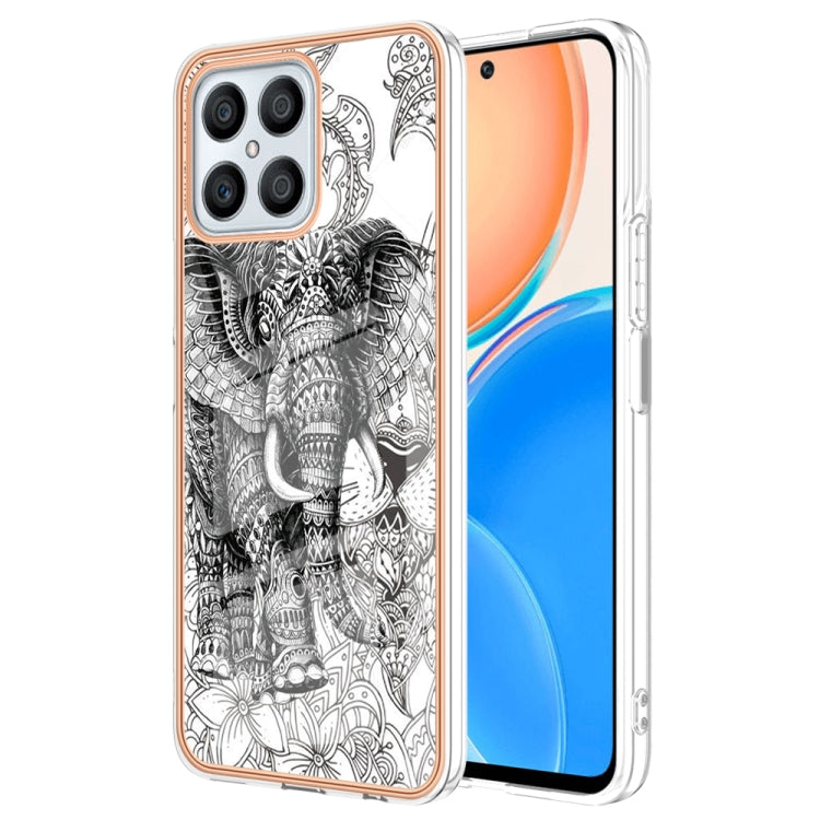 For Honor X8 4G Electroplating Marble Dual-side IMD Phone Case(Totem Elephant) - Honor Cases by PMC Jewellery | Online Shopping South Africa | PMC Jewellery | Buy Now Pay Later Mobicred