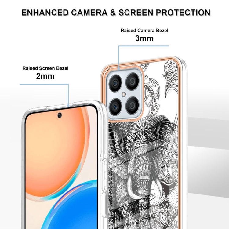 For Honor X8 4G Electroplating Marble Dual-side IMD Phone Case(Totem Elephant) - Honor Cases by PMC Jewellery | Online Shopping South Africa | PMC Jewellery | Buy Now Pay Later Mobicred