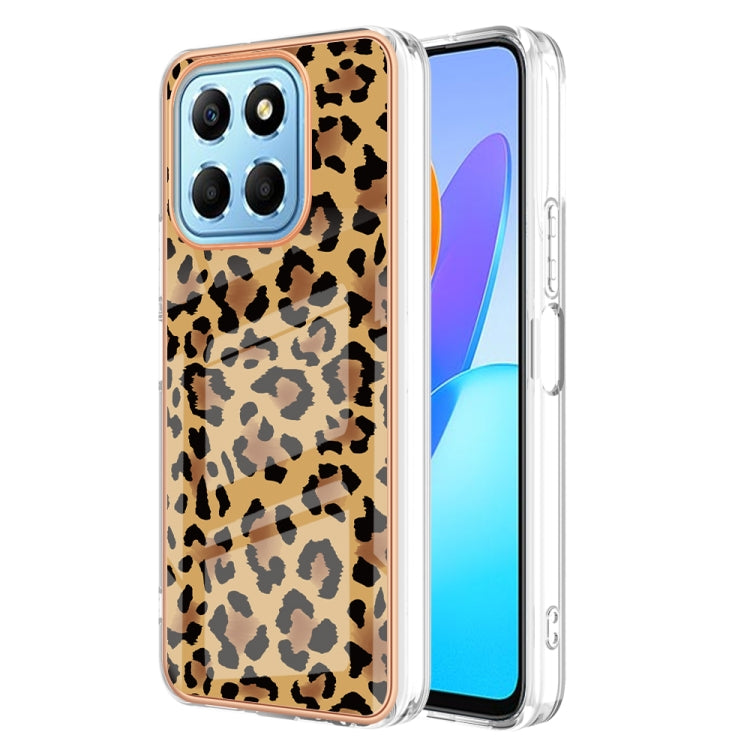 For Honor X8 5G / X6 4G Electroplating Marble Dual-side IMD Phone Case(Leopard Print) - Honor Cases by PMC TechLife | Online Shopping South Africa | PMC TechLife | Buy Now Pay Later Mobicred