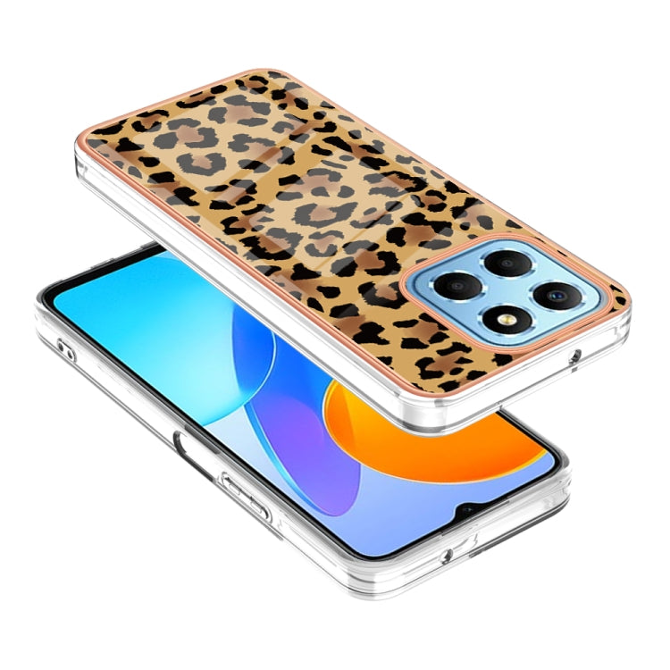 For Honor X8 5G / X6 4G Electroplating Marble Dual-side IMD Phone Case(Leopard Print) - Honor Cases by PMC TechLife | Online Shopping South Africa | PMC TechLife | Buy Now Pay Later Mobicred
