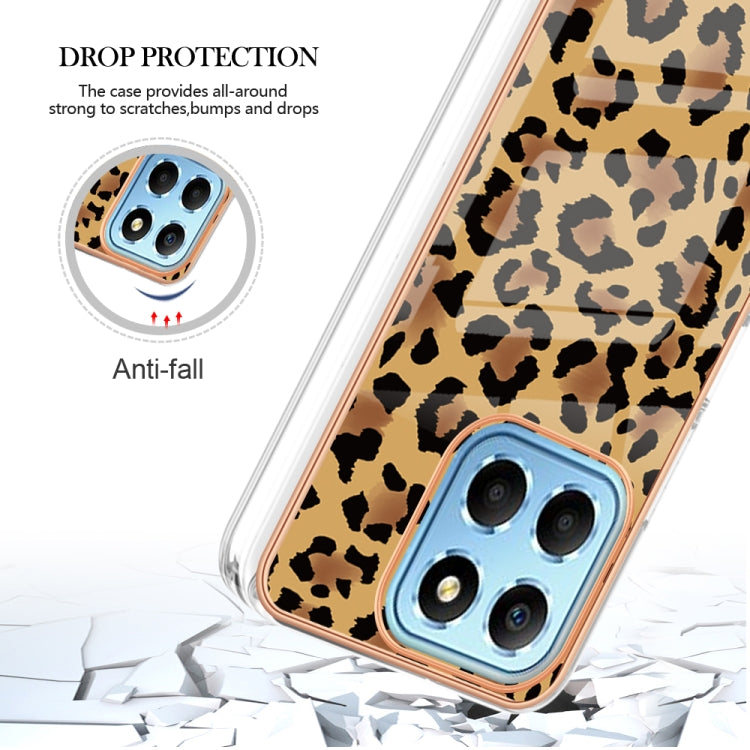 For Honor X8 5G / X6 4G Electroplating Marble Dual-side IMD Phone Case(Leopard Print) - Honor Cases by PMC TechLife | Online Shopping South Africa | PMC TechLife | Buy Now Pay Later Mobicred