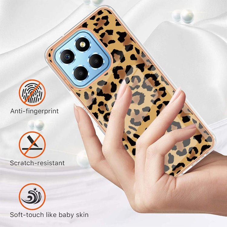 For Honor X8 5G / X6 4G Electroplating Marble Dual-side IMD Phone Case(Leopard Print) - Honor Cases by PMC TechLife | Online Shopping South Africa | PMC TechLife | Buy Now Pay Later Mobicred