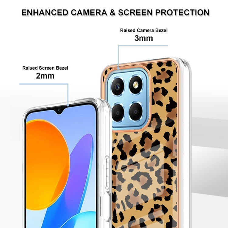 For Honor X8 5G / X6 4G Electroplating Marble Dual-side IMD Phone Case(Leopard Print) - Honor Cases by PMC TechLife | Online Shopping South Africa | PMC TechLife | Buy Now Pay Later Mobicred