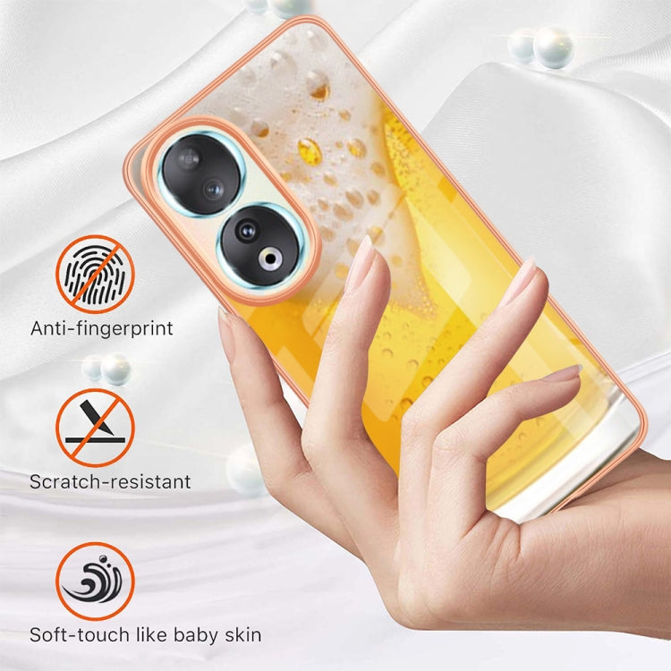 For Honor 90 5G Electroplating Marble Dual-side IMD Phone Case(Draft Beer) - Honor Cases by PMC TechLife | Online Shopping South Africa | PMC TechLife | Buy Now Pay Later Mobicred
