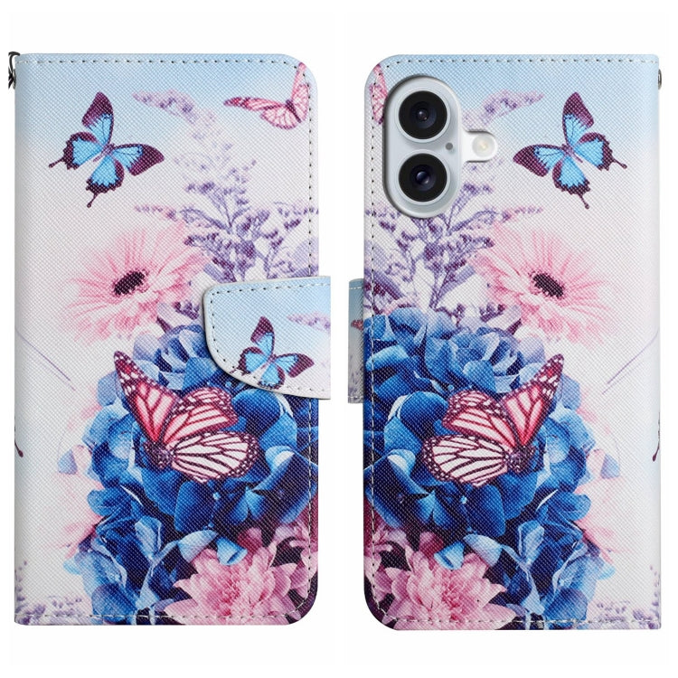 For iPhone 16 Plus 3D Colored Drawing Flip Leather Phone Case(Purple butterfly) - iPhone 16 Plus Cases by PMC TechLife | Online Shopping South Africa | PMC TechLife | Buy Now Pay Later Mobicred