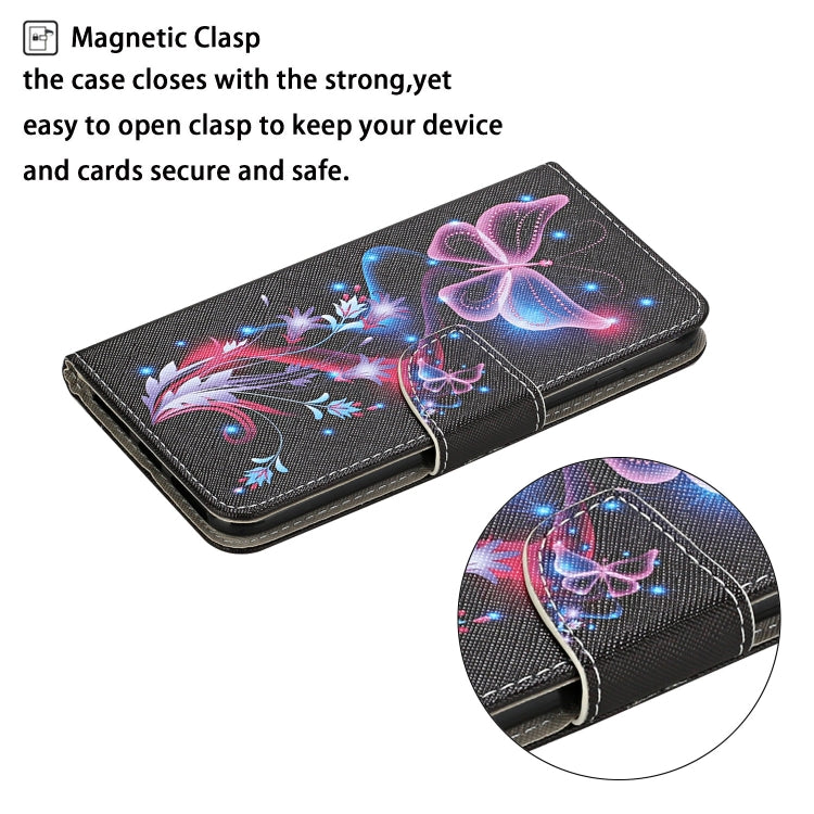 For iPhone 16 3D Colored Drawing Flip Leather Phone Case(Fluorescent Butterfly) - iPhone 16 Cases by PMC TechLife | Online Shopping South Africa | PMC TechLife | Buy Now Pay Later Mobicred