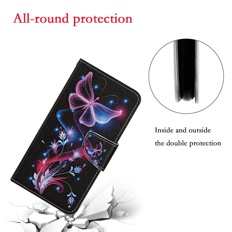 For iPhone 16 3D Colored Drawing Flip Leather Phone Case(Fluorescent Butterfly) - iPhone 16 Cases by PMC TechLife | Online Shopping South Africa | PMC TechLife | Buy Now Pay Later Mobicred