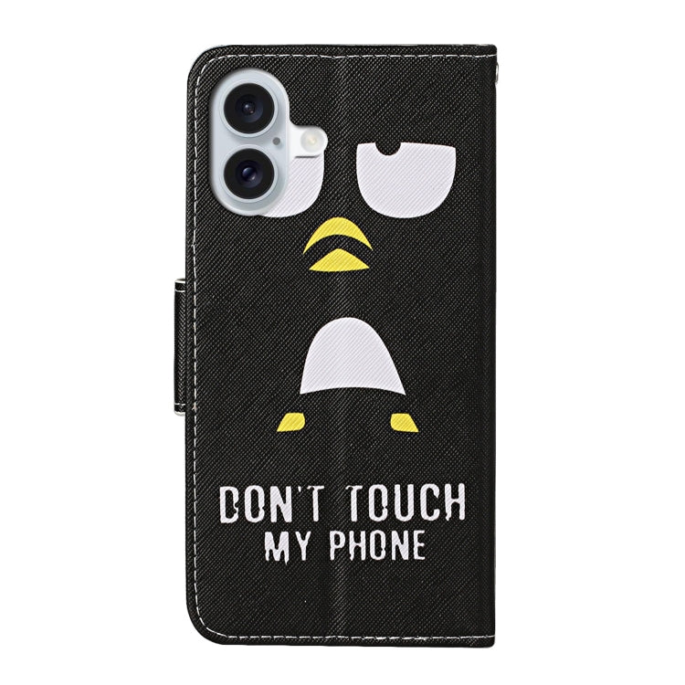 For iPhone 16 3D Colored Drawing Flip Leather Phone Case(Penguins) - iPhone 16 Cases by PMC Jewellery | Online Shopping South Africa | PMC Jewellery | Buy Now Pay Later Mobicred