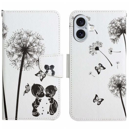 For iPhone 16 3D Colored Drawing Flip Leather Phone Case(Dandelions) - iPhone 16 Cases by PMC Jewellery | Online Shopping South Africa | PMC Jewellery | Buy Now Pay Later Mobicred