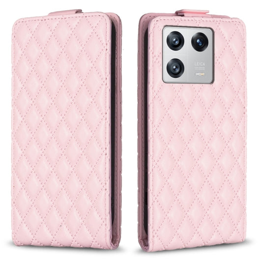 For Xiaomi 13 Diamond Lattice Vertical Flip Leather Phone Case(Pink) - 13 Cases by PMC Jewellery | Online Shopping South Africa | PMC Jewellery | Buy Now Pay Later Mobicred