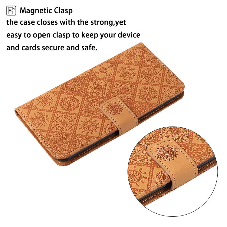 For iPhone 16 Plus Ethnic Style Embossed Pattern Leather Phone Case(Brown) - iPhone 16 Plus Cases by PMC Jewellery | Online Shopping South Africa | PMC Jewellery | Buy Now Pay Later Mobicred