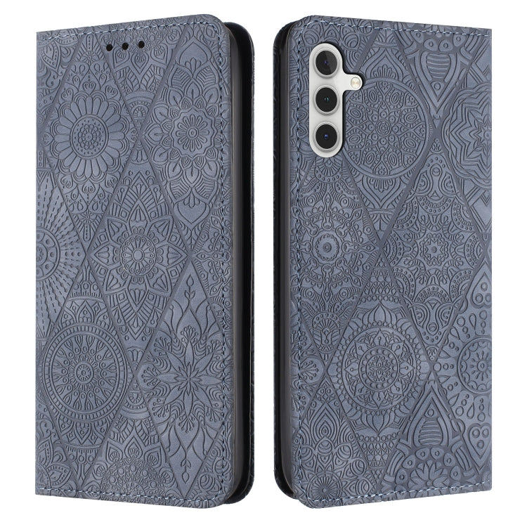 For Samsung Galaxy S24 5G Ethnic Embossed Adsorption Leather Phone Case(Grey) - Galaxy S24 5G Cases by PMC Jewellery | Online Shopping South Africa | PMC Jewellery