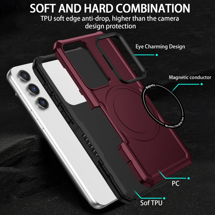 For Samsung Galaxy S23 FE MagSafe Shockproof Armor Phone Case(Wine Red) - Galaxy S23 5G Cases by PMC Jewellery | Online Shopping South Africa | PMC Jewellery