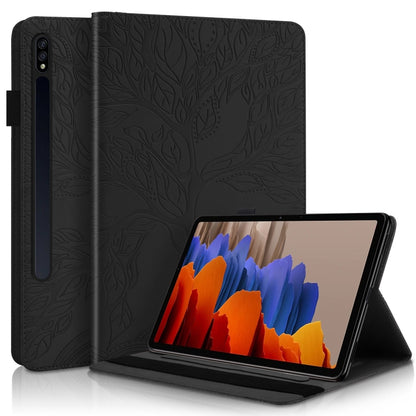 For Samsung Galaxy Tab S9 / S8 / S7 Life Tree Series Horizontal Flip Leather Tablet Case(Black) - Galaxy Tab S8 Cases by PMC Jewellery | Online Shopping South Africa | PMC Jewellery | Buy Now Pay Later Mobicred