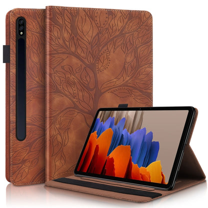 For Samsung Galaxy Tab S9 / S8 / S7 Life Tree Series Horizontal Flip Leather Tablet Case(Brown) - Galaxy Tab S8 Cases by PMC Jewellery | Online Shopping South Africa | PMC Jewellery | Buy Now Pay Later Mobicred