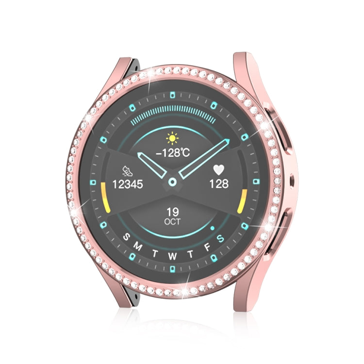 For Samsung Galaxy Watch 6 44mm Diamond Hollow PC Watch Protective Case(Pink) - Watch Cases by PMC TechLife | Online Shopping South Africa | PMC TechLife