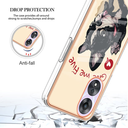 For OPPO A78 / A58 Electroplating Marble Dual-side IMD Phone Case(Lucky Dog) - OPPO Cases by PMC Jewellery | Online Shopping South Africa | PMC Jewellery | Buy Now Pay Later Mobicred