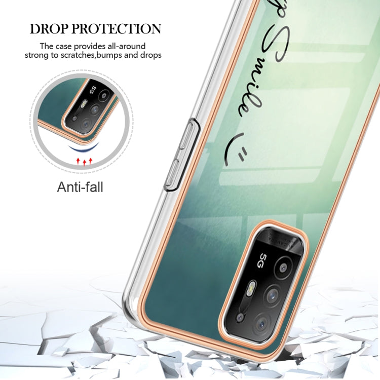 For OPPO A94 5G / A95 5G Electroplating Marble Dual-side IMD Phone Case(Smile) - OPPO Cases by PMC Jewellery | Online Shopping South Africa | PMC Jewellery | Buy Now Pay Later Mobicred