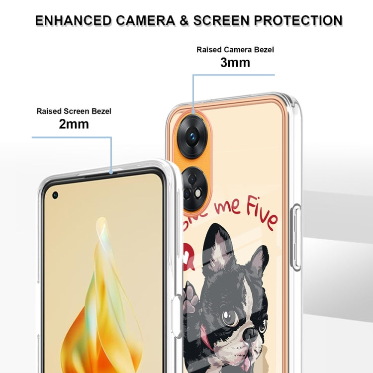 For OPPO Reno8 T 4G Electroplating Marble Dual-side IMD Phone Case(Lucky Dog) - OPPO Cases by PMC Jewellery | Online Shopping South Africa | PMC Jewellery | Buy Now Pay Later Mobicred