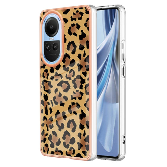 For OPPO Reno10 5G Global Electroplating Marble Dual-side IMD Phone Case(Leopard Print) - OPPO Cases by PMC Jewellery | Online Shopping South Africa | PMC Jewellery | Buy Now Pay Later Mobicred