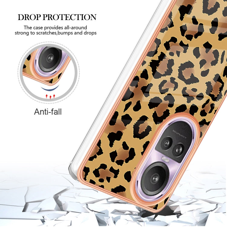 For OPPO Reno10 Pro 5G Global Electroplating Marble Dual-side IMD Phone Case(Leopard Print) - OPPO Cases by PMC TechLife | Online Shopping South Africa | PMC TechLife | Buy Now Pay Later Mobicred
