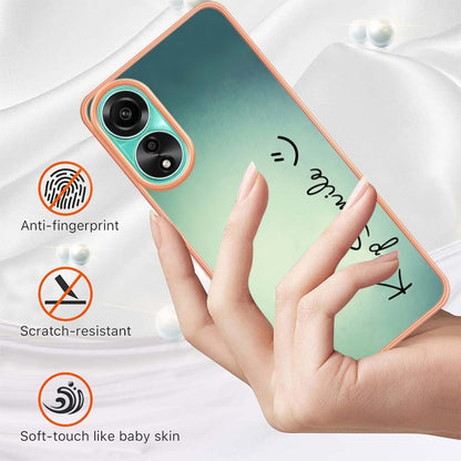 For OPPO A78 4G Electroplating Marble Dual-side IMD Phone Case(Smile) - OPPO Cases by PMC Jewellery | Online Shopping South Africa | PMC Jewellery | Buy Now Pay Later Mobicred