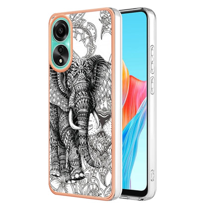 For OPPO A78 4G Electroplating Marble Dual-side IMD Phone Case(Totem Elephant) - OPPO Cases by PMC Jewellery | Online Shopping South Africa | PMC Jewellery | Buy Now Pay Later Mobicred