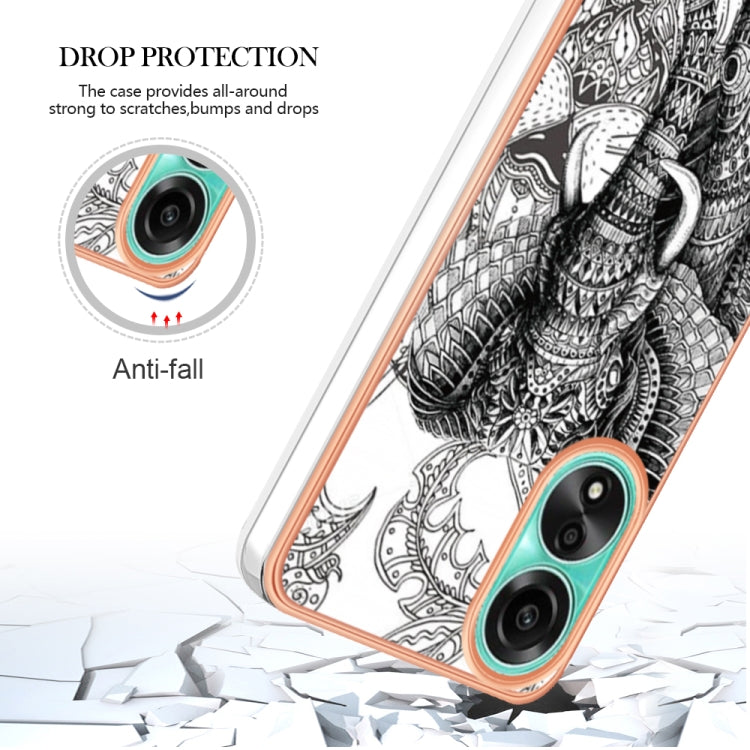 For OPPO A78 4G Electroplating Marble Dual-side IMD Phone Case(Totem Elephant) - OPPO Cases by PMC Jewellery | Online Shopping South Africa | PMC Jewellery | Buy Now Pay Later Mobicred