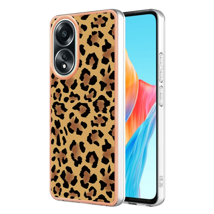 For OPPO A58 4G Electroplating Marble Dual-side IMD Phone Case(Leopard Print) - OPPO Cases by PMC Jewellery | Online Shopping South Africa | PMC Jewellery | Buy Now Pay Later Mobicred