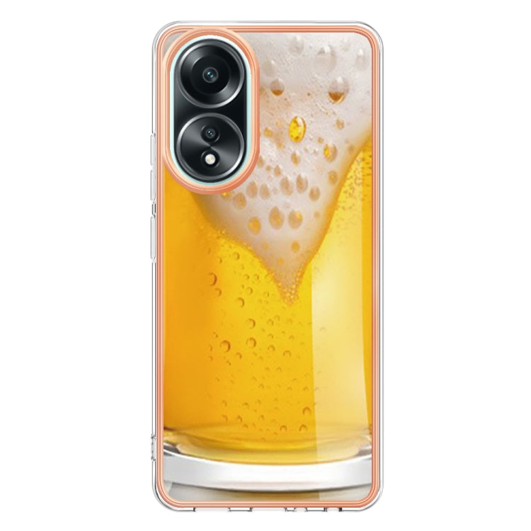 For OPPO A58 4G Electroplating Marble Dual-side IMD Phone Case(Draft Beer) - OPPO Cases by PMC TechLife | Online Shopping South Africa | PMC TechLife | Buy Now Pay Later Mobicred