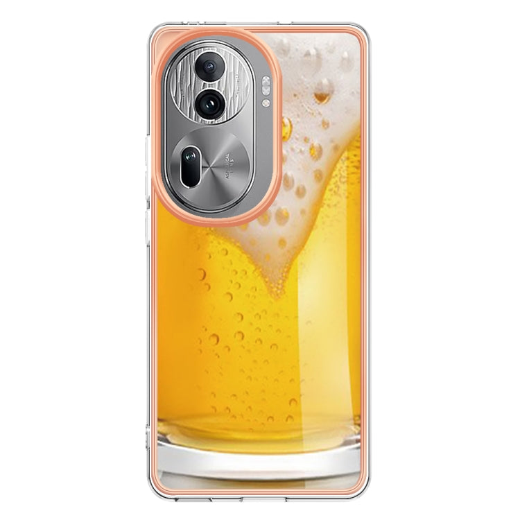 For OPPO Reno11 Pro 5G Global Electroplating Marble Dual-side IMD Phone Case(Draft Beer) - Reno11 Pro Cases by PMC Jewellery | Online Shopping South Africa | PMC Jewellery | Buy Now Pay Later Mobicred