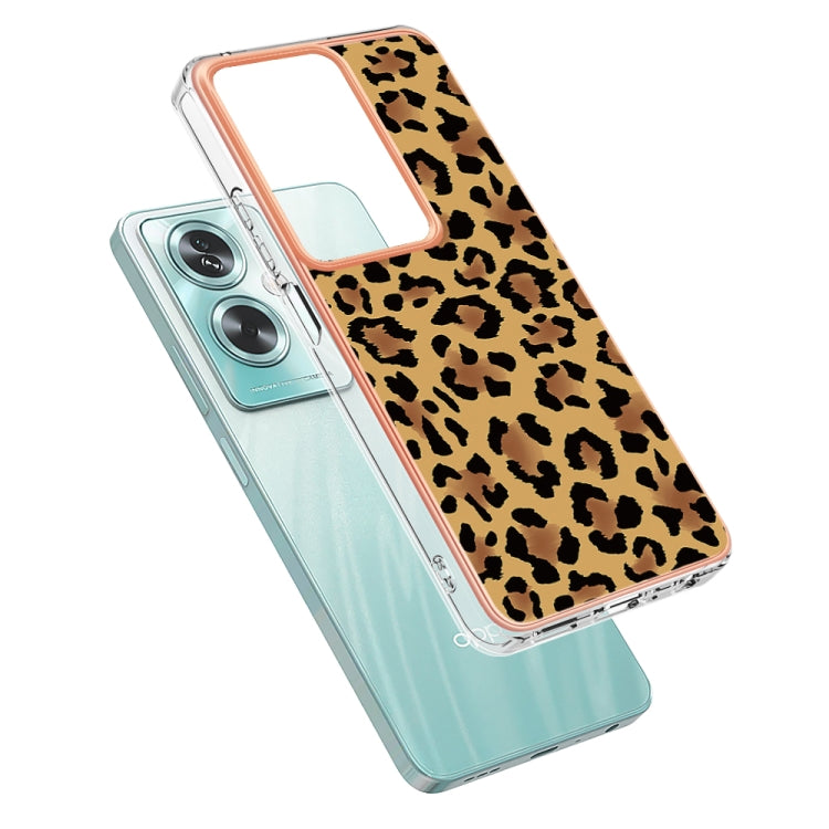 For OPPO A79 5G Global Electroplating Marble Dual-side IMD Phone Case(Leopard Print) - OPPO Cases by PMC TechLife | Online Shopping South Africa | PMC TechLife | Buy Now Pay Later Mobicred