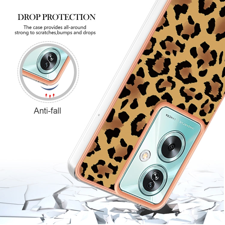 For OPPO A79 5G Global Electroplating Marble Dual-side IMD Phone Case(Leopard Print) - OPPO Cases by PMC TechLife | Online Shopping South Africa | PMC TechLife | Buy Now Pay Later Mobicred