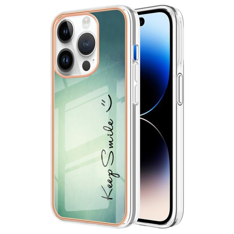 For iPhone 16 Pro Max Electroplating Marble Dual-side IMD Phone Case(Smile) - iPhone 16 Pro Max Cases by PMC TechLife | Online Shopping South Africa | PMC TechLife | Buy Now Pay Later Mobicred