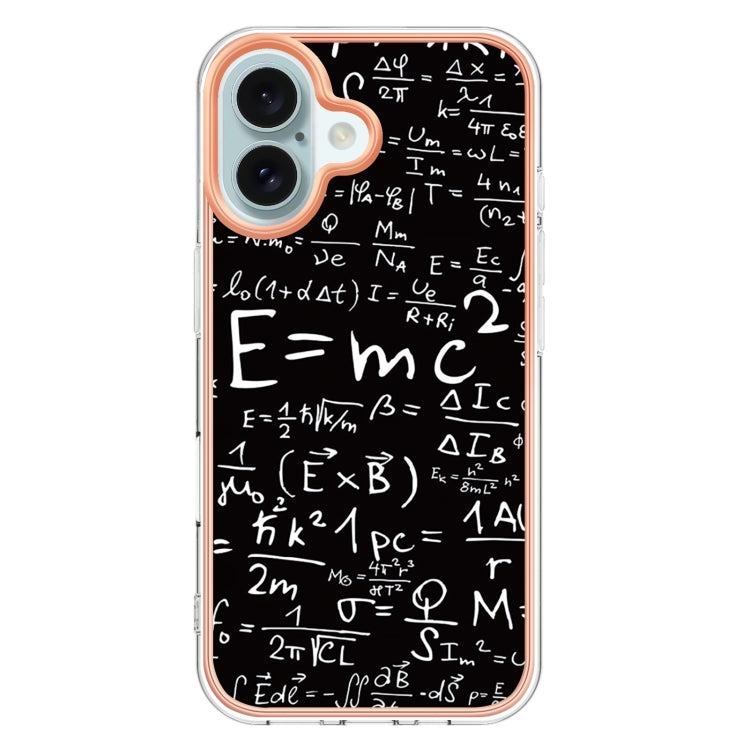 For iPhone 16 Plus Electroplating Marble Dual-side IMD Phone Case(Equation) - iPhone 16 Plus Cases by PMC TechLife | Online Shopping South Africa | PMC TechLife | Buy Now Pay Later Mobicred