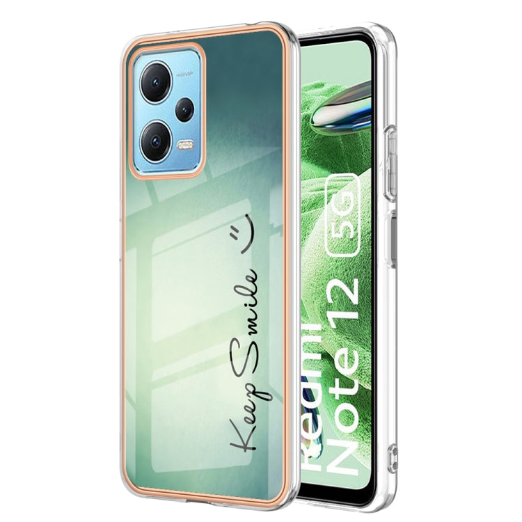 For Xiaomi Redmi Note 12 5G Global Electroplating Marble Dual-side IMD Phone Case(Smile) - Xiaomi Cases by PMC TechLife | Online Shopping South Africa | PMC TechLife | Buy Now Pay Later Mobicred