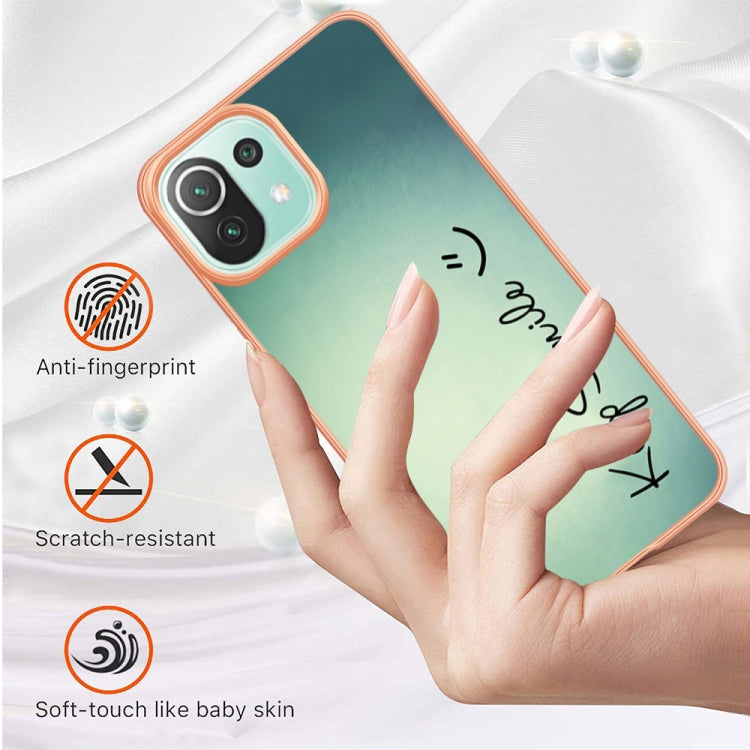 For Xiaomi 11 Lite Electroplating Marble Dual-side IMD Phone Case(Smile) - Xiaomi Cases by PMC Jewellery | Online Shopping South Africa | PMC Jewellery | Buy Now Pay Later Mobicred