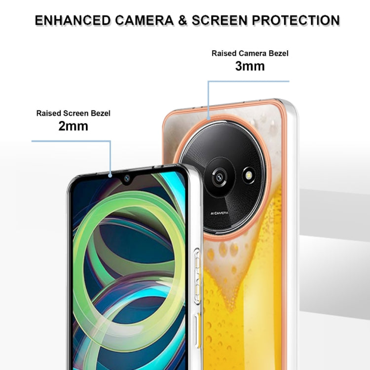 For Xiaomi Redmi A3 Electroplating Marble Dual-side IMD Phone Case(Draft Beer) - Xiaomi Cases by PMC TechLife | Online Shopping South Africa | PMC TechLife | Buy Now Pay Later Mobicred
