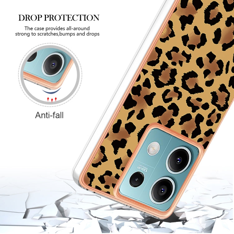 For Xiaomi Redmi Note 13 5G Electroplating Marble Dual-side IMD Phone Case(Leopard Print) - Note 13 Cases by PMC Jewellery | Online Shopping South Africa | PMC Jewellery | Buy Now Pay Later Mobicred