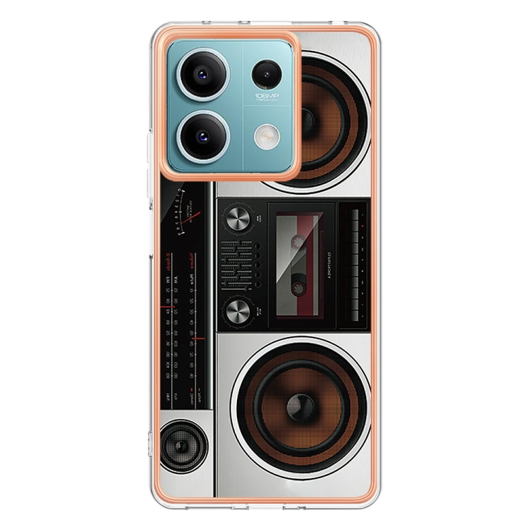 For Xiaomi Redmi Note 13 5G Electroplating Marble Dual-side IMD Phone Case(Retro Radio) - Note 13 Cases by PMC Jewellery | Online Shopping South Africa | PMC Jewellery | Buy Now Pay Later Mobicred