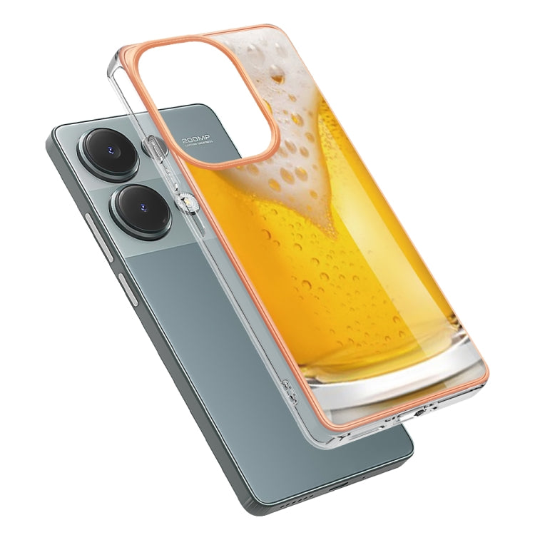 For Xiaomi Redmi Note 13 Pro 4G/Poco M6 Pro 4G Electroplating Marble Dual-side IMD Phone Case(Draft Beer) - Note 13 Pro Cases by PMC Jewellery | Online Shopping South Africa | PMC Jewellery | Buy Now Pay Later Mobicred