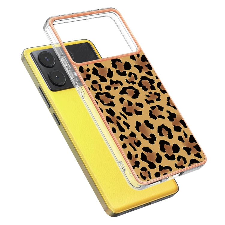 For Xiaomi Poco X6 Pro / Redmi K70E Electroplating Marble Dual-side IMD Phone Case(Leopard Print) - K70E Cases by PMC Jewellery | Online Shopping South Africa | PMC Jewellery | Buy Now Pay Later Mobicred