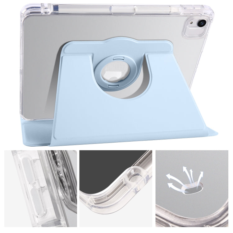 For iPad Air 11 2025 / 2024 Clear Acrylic 360 Rotation Detachable Leather Tablet Case(Ice Blue) - iPad Air 11 2025 / 2024 Cases by PMC Jewellery | Online Shopping South Africa | PMC Jewellery | Buy Now Pay Later Mobicred