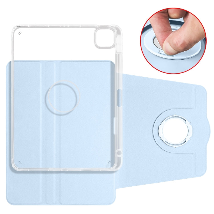 For iPad Pro 11 2024 Clear Acrylic 360 Rotation Detachable Leather Tablet Case(Ice Blue) - iPad Pro 11 2024 Cases by PMC Jewellery | Online Shopping South Africa | PMC Jewellery | Buy Now Pay Later Mobicred