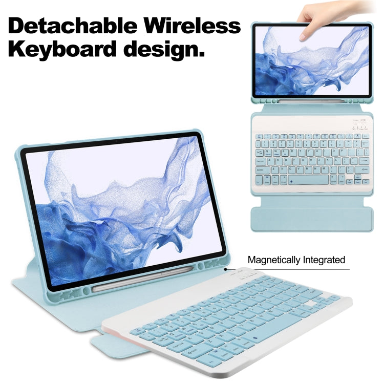 For Samsung Galaxy Tab S9 360 Rotation Transparent Smart Leather Case with Keyboard(Sky Blue) - Galaxy Tab S9 Cases by PMC TechLife | Online Shopping South Africa | PMC TechLife