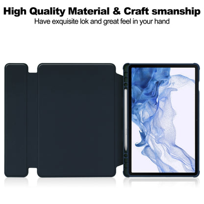 For Samsung Galaxy Tab S9 360 Rotation Transparent Smart Leather Case with Keyboard(Dark Blue) - Galaxy Tab S9 Cases by PMC Jewellery | Online Shopping South Africa | PMC Jewellery | Buy Now Pay Later Mobicred